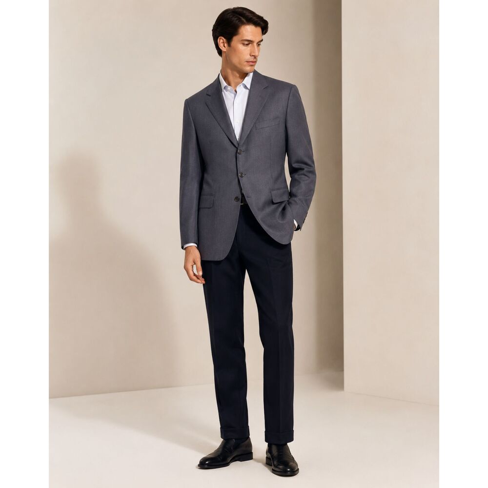 Canali Gray Virgin Wool Blazer Men’s 44 Stripe 3 Button Italian Tailored Classic